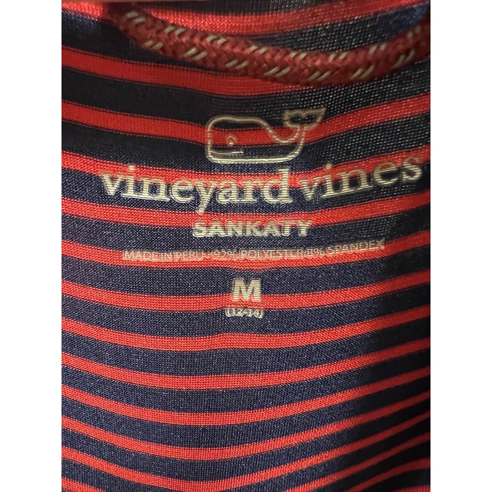 Vineyard Vines Boys Sankaty Quarter-Zip Long Sleeve Red/Blue Stripe Size M 12/14 - Picture 3 of 4